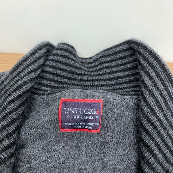 UNTUCKit Quarter Zip Sweater 100% Extra Fine Merino Wool Men’s XXL - Picture 2 of 6